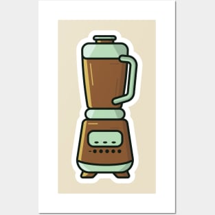 Kitchen Blender with Glass Container Sticker vector illustration. Home and Restaurant interior equipment icon concept. Electric food kitchen blender mixer sticker vector design. Posters and Art